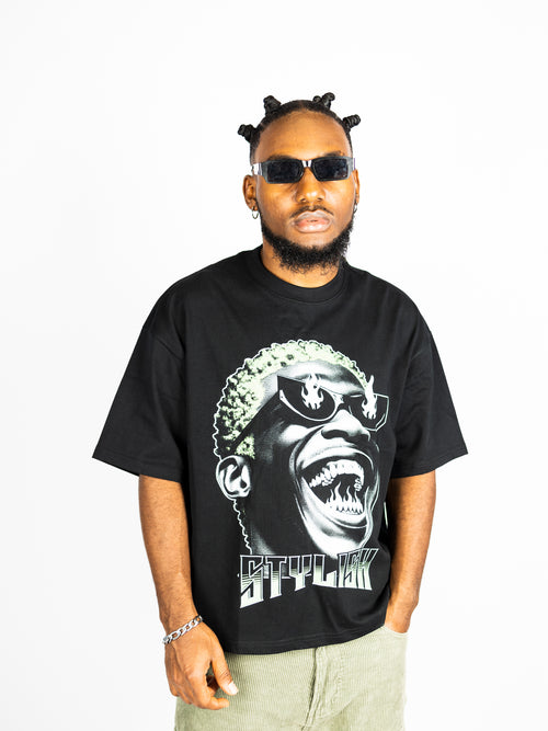 Dennis Rodman Stylish Oversize Crop Top Graphic Tee