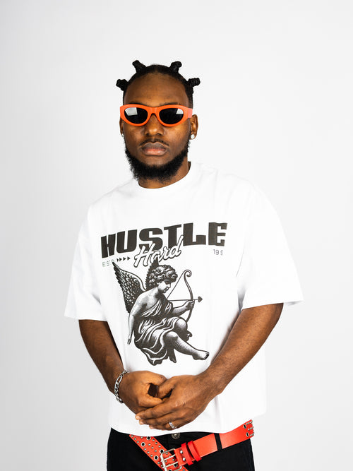 Hustle Hard EST 1998 Oversize Crop Top Graphic Tee