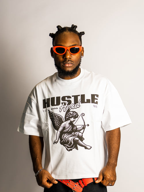 Hustle Hard EST 1998 Oversize Crop Top Graphic Tee