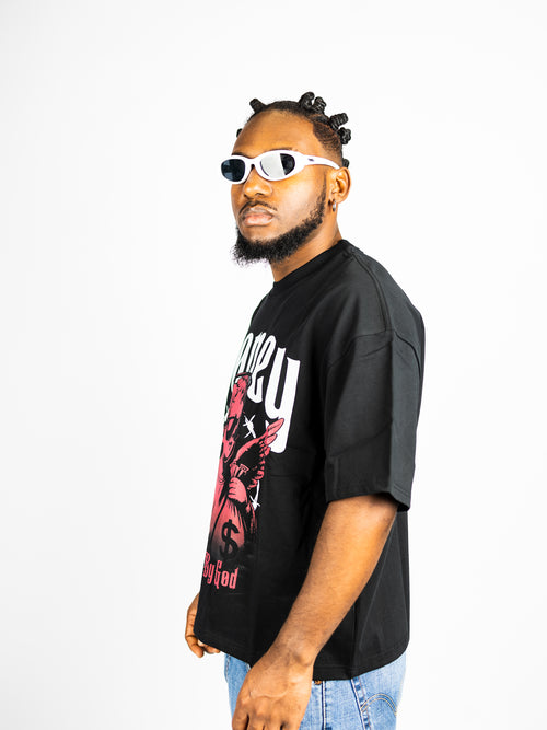 Blessed by God Oversize Crop Top Graphic Tee