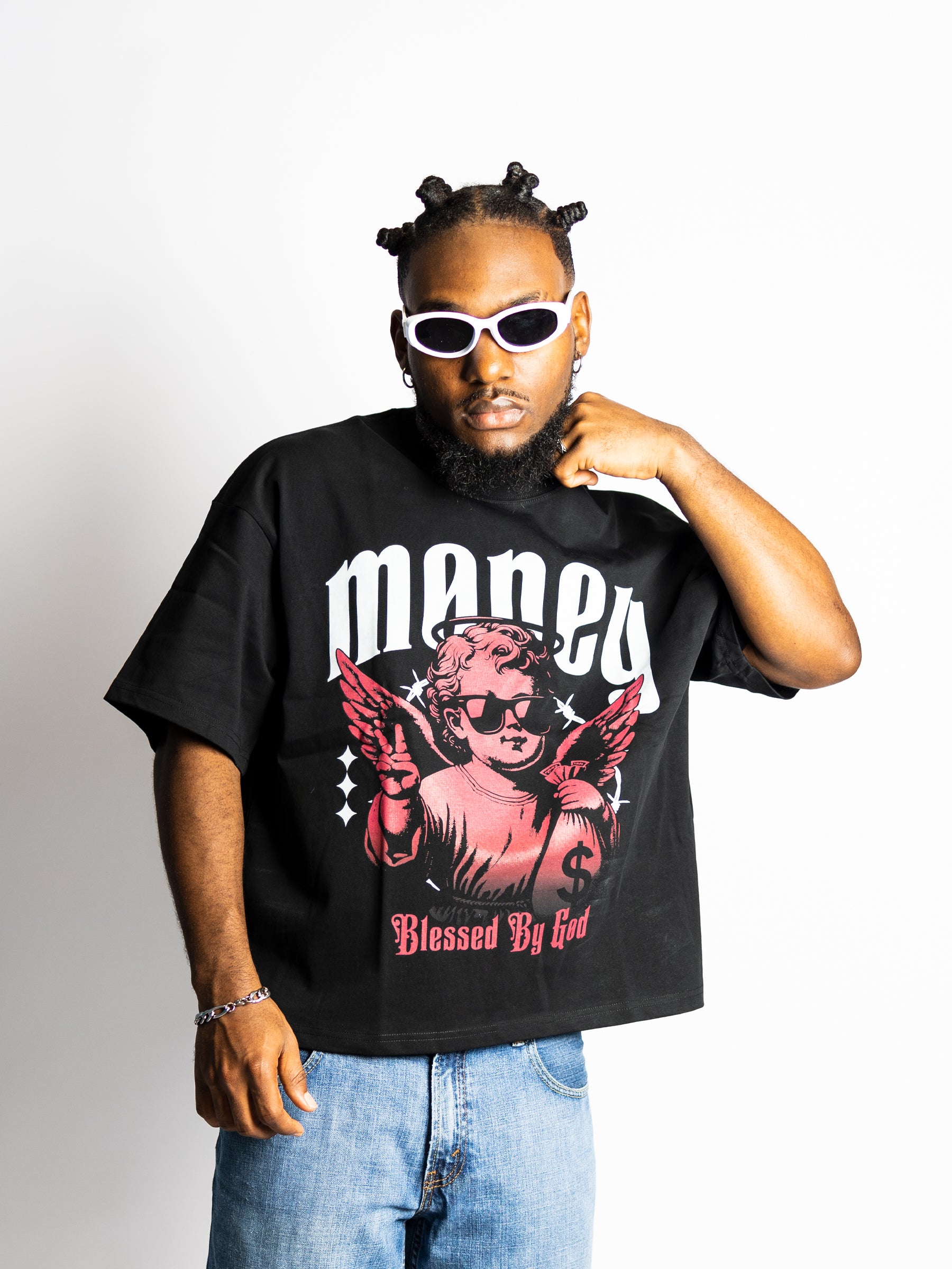Blessed by God Oversize Crop Top Graphic Tee