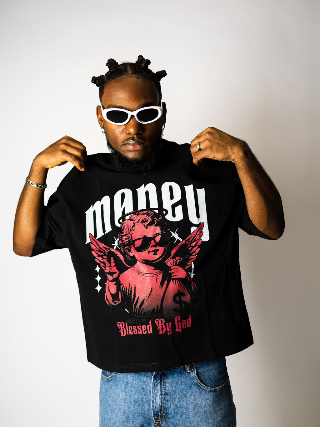 Blessed by God Oversize Crop Top Graphic Tee