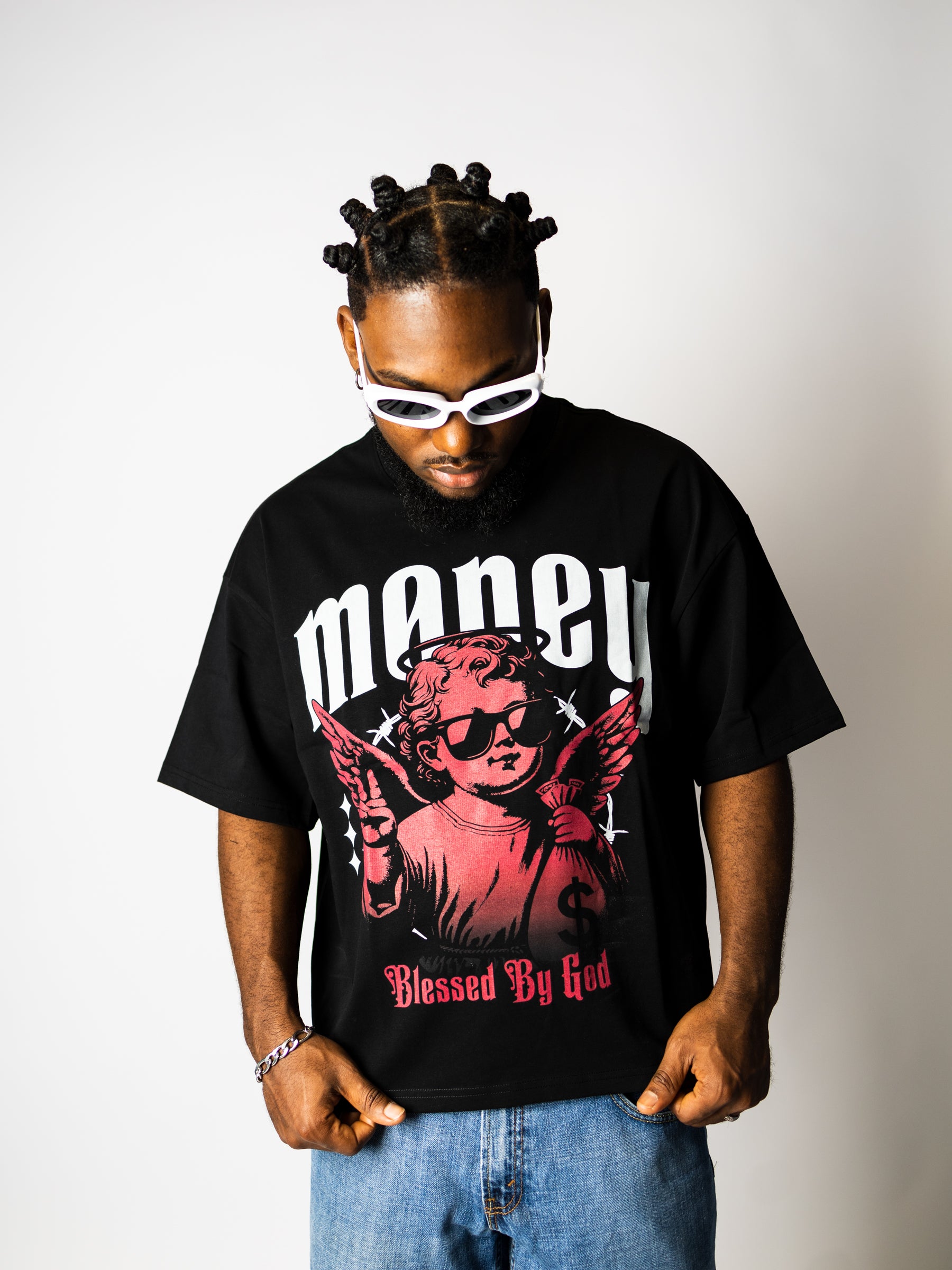 Blessed by God Oversize Crop Top Graphic Tee